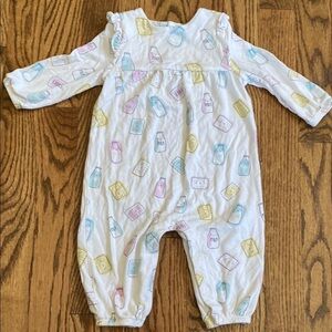 Milk and pop tart print Angel Dear bamboo snap one piece pj, size 3-6 months